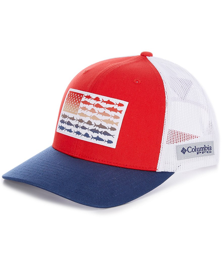 Columbia PFG Mesh Snap Back Fish Flag Ball Cap