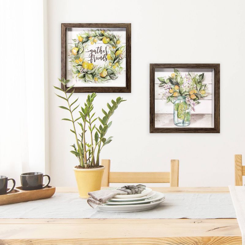 2pk 9.5" x 9.5" Lemon Cut Paper Shadowbox Framed Wall Art - New View