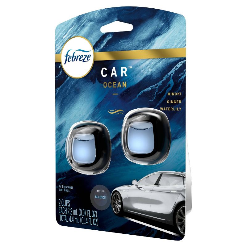 Febreze Car Odor-Eliminating Air Freshener Vent Clips - Ocean - 2 ct