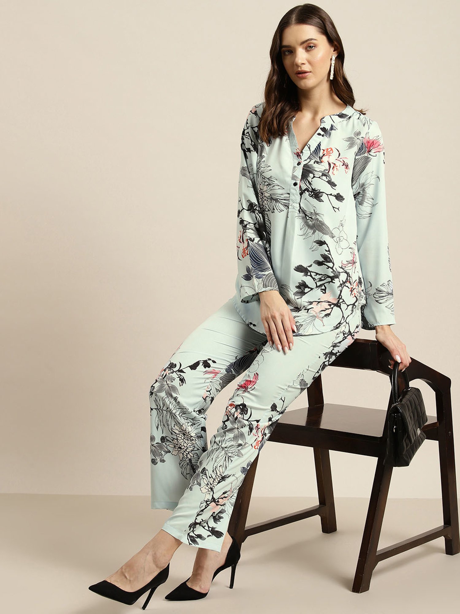 Belle Fille Blue Floral Print Playsuit