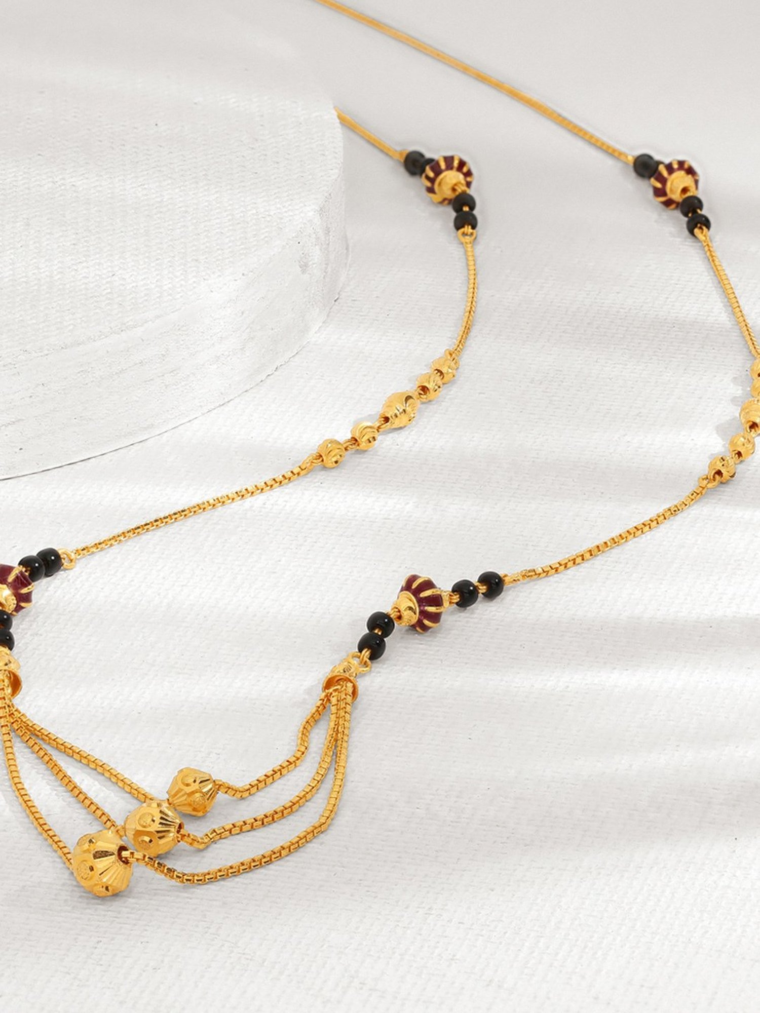 P.N.Gadgil Jewellers Gold Three Layered Orb Mangalsutra For Women