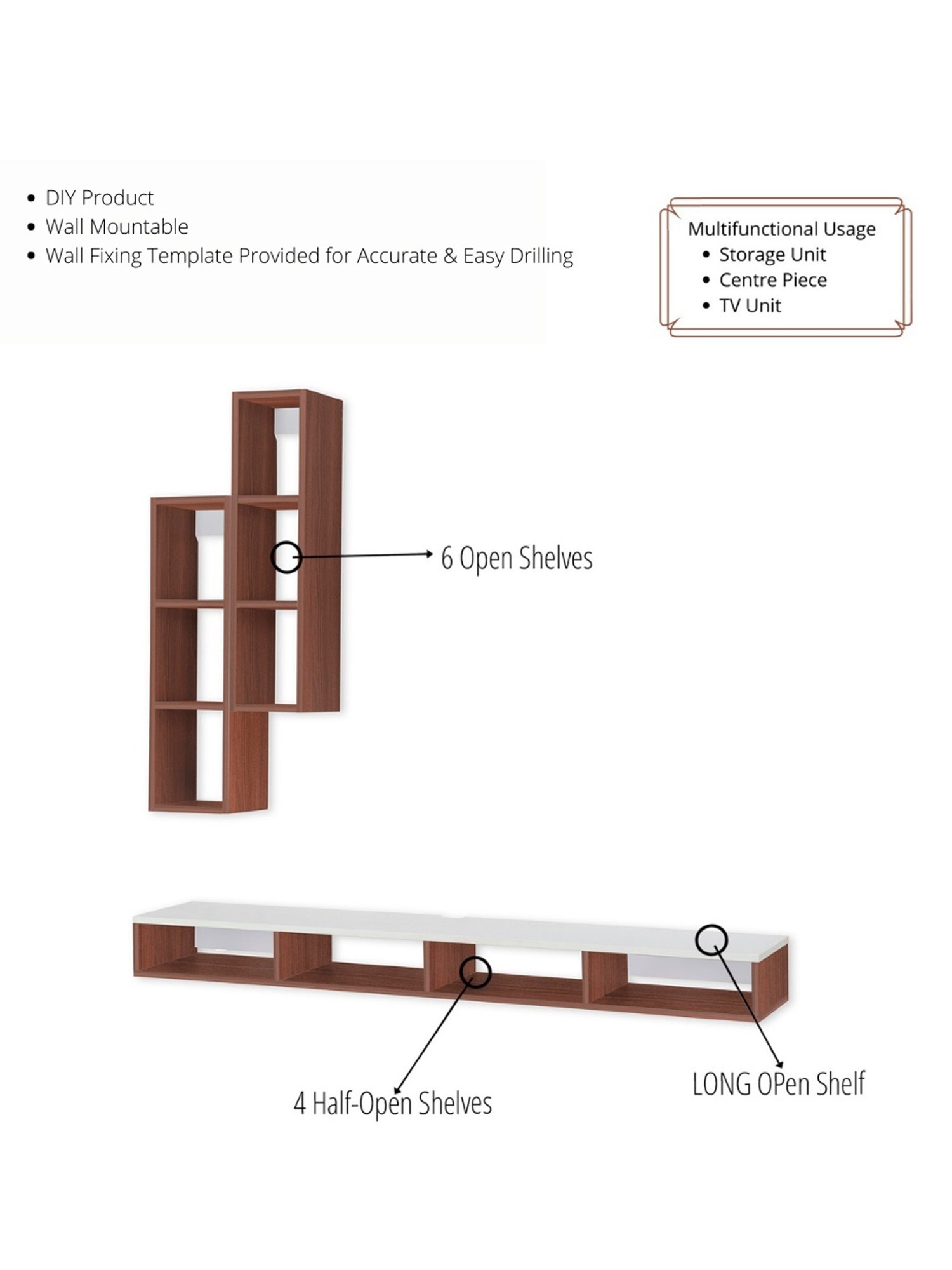 Delite Kom Flex Flowery Wenge & Acacia Dark Engineered Wood TV Entertainment Unit