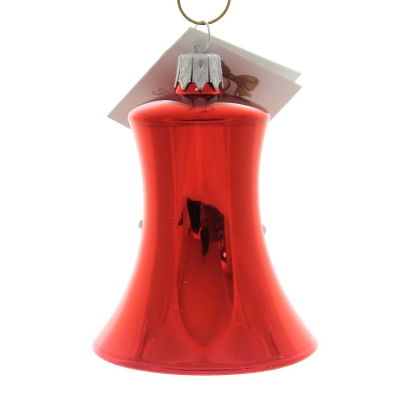 Golden Bell Collection 3.0" Red Bell W/White Snowflake Ornament Czech Christmas  -  Tree Ornaments