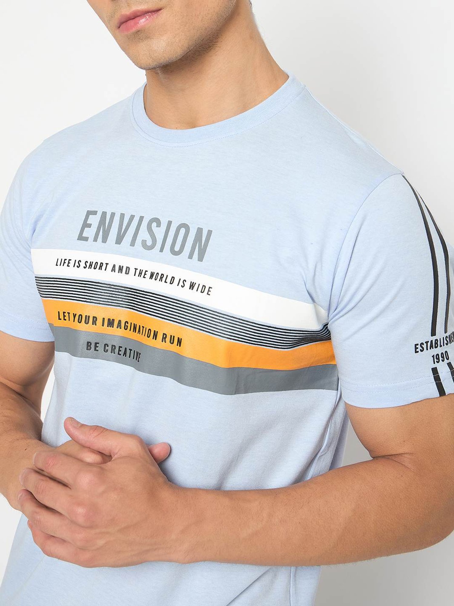 Duke Sky Blue Slim Fit Printed T-Shirt