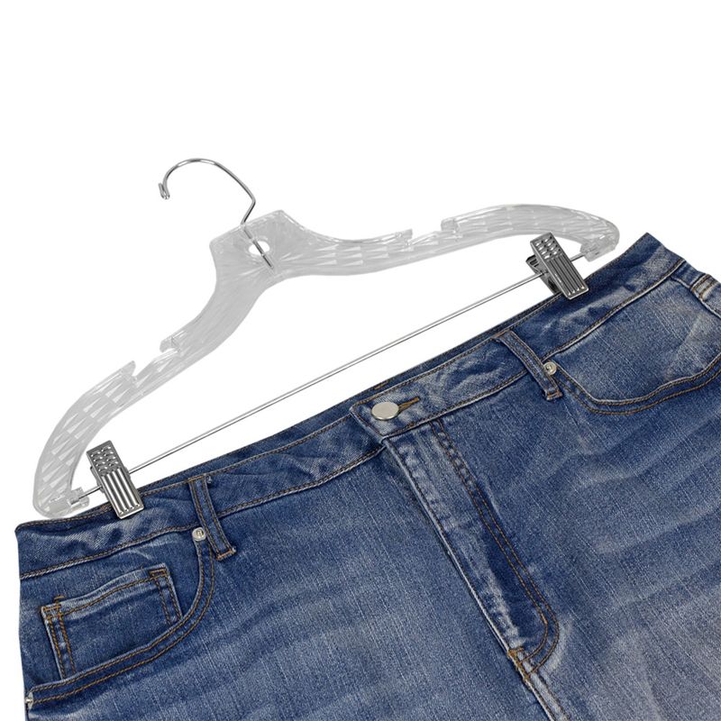 Home Basics Graceful Curve Crystal Plastic Hanger with Metal Pants Clip, (Pack of 3), Clear