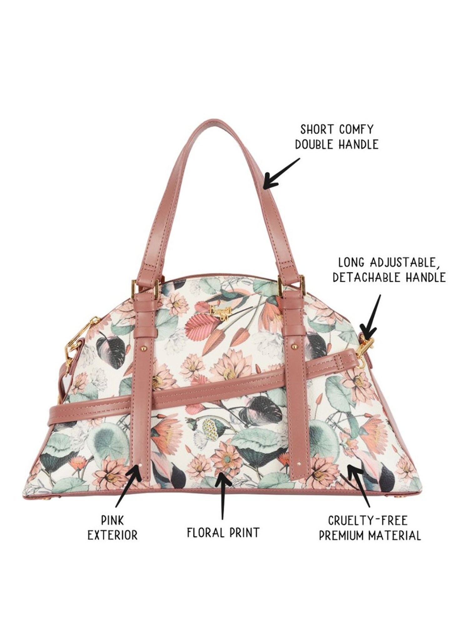 Baggit Pink Printed Medium Handbag