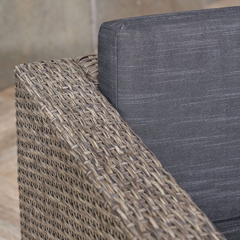 Puerta 4pc Wicker Chair and Ottoman Set - Mixed Black/Dark Gray - Christopher Knight Home