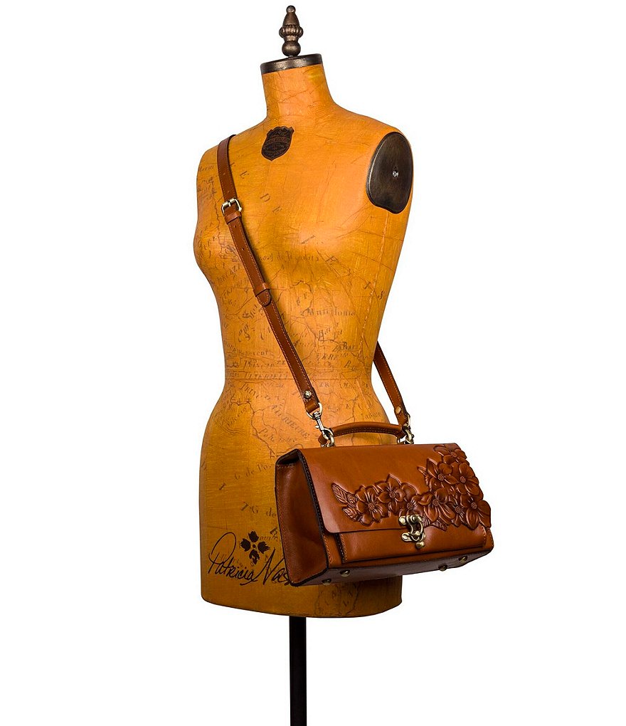 Patricia Nash Hand Cut Tan Collection Charonne Floral Satchel Bag