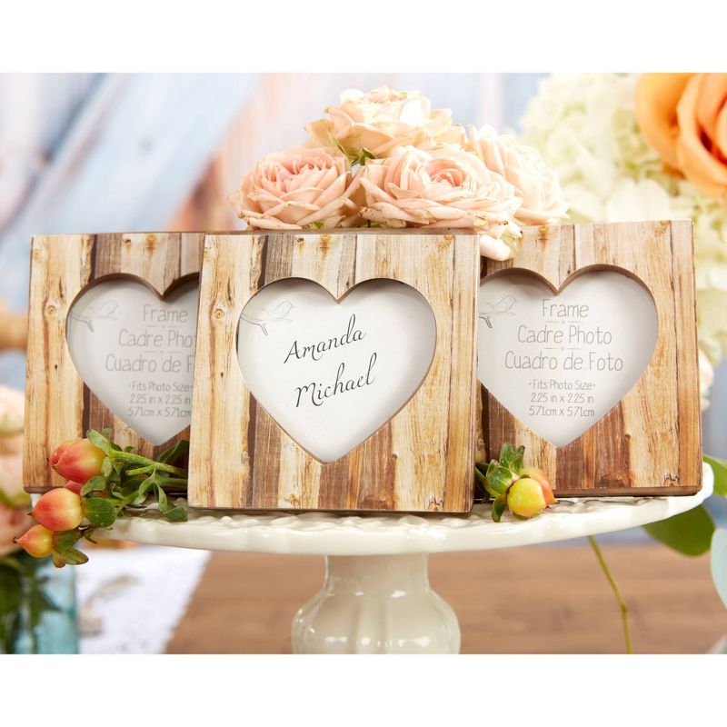 12ct "Rustic Romance" Faux-Wood Heart Place Card Holder/Photo Frame