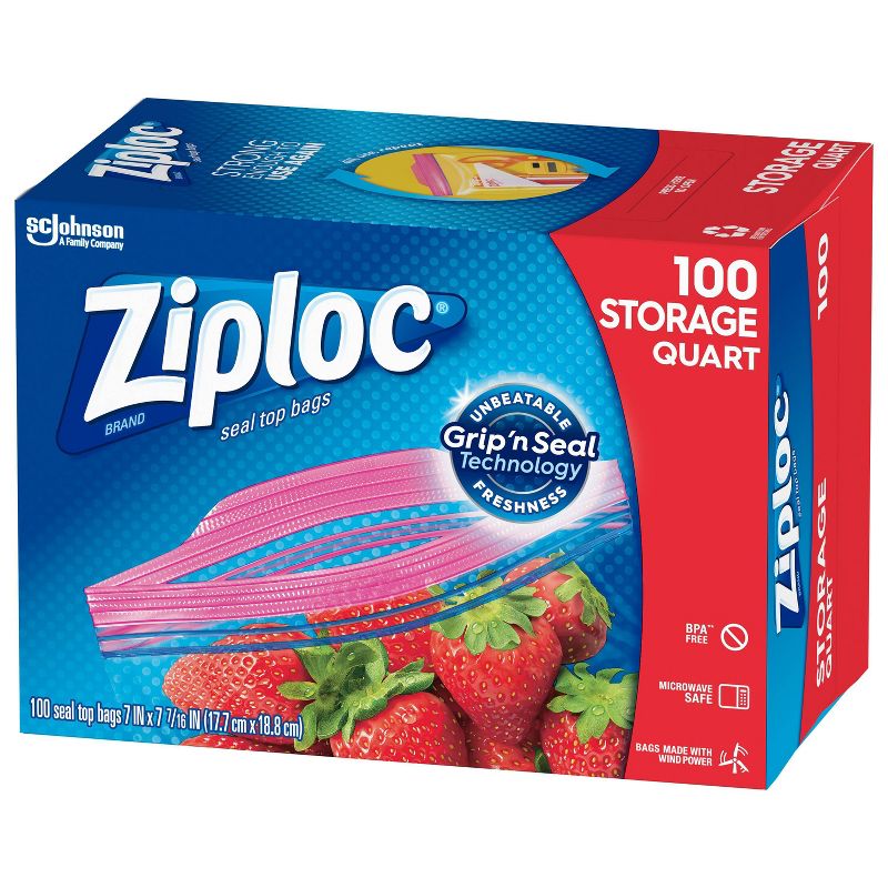 Ziploc Grip N Seal Super Mega Pack Storage Quart - 100ct