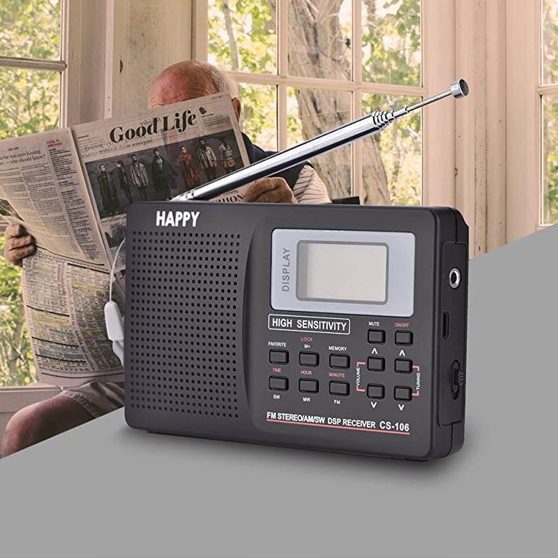 Full Frequency Receiver Radio with Alarm Clock FMAMSWLWTV Sound Full Frequency Receiving LCD Display Short Wave Stereo Mode Portable RadioType 1