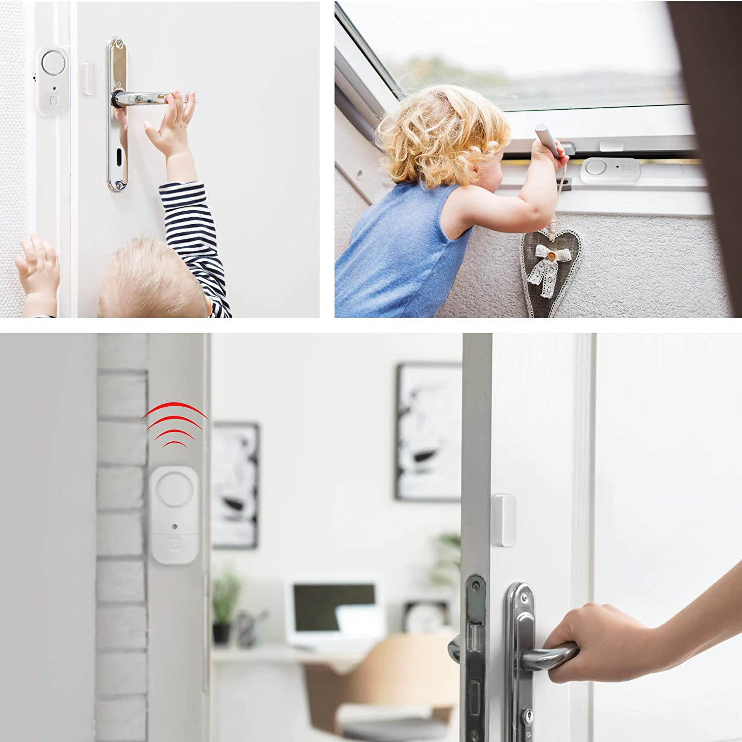 NEO Door Window Alarm 12 Pack, Wireless Personal Security Magnetic Sensor with Loud 95dB Burglar Alert, Home Protection for Kids Safety, Ideal for Home, Pool Door, Garage, and Apartment