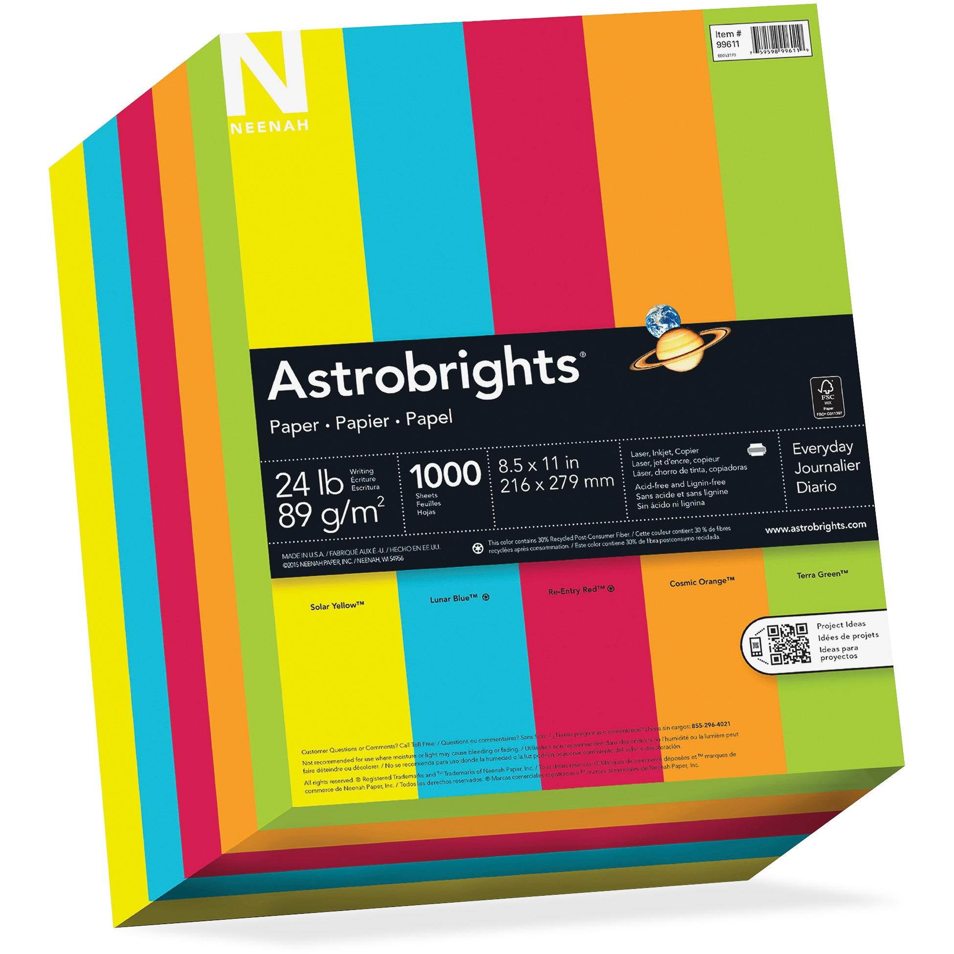 Astrobrights Color Paper -"Everyday" Assortment 8 1/2 x 11 5 Colors 1000 Sheets
