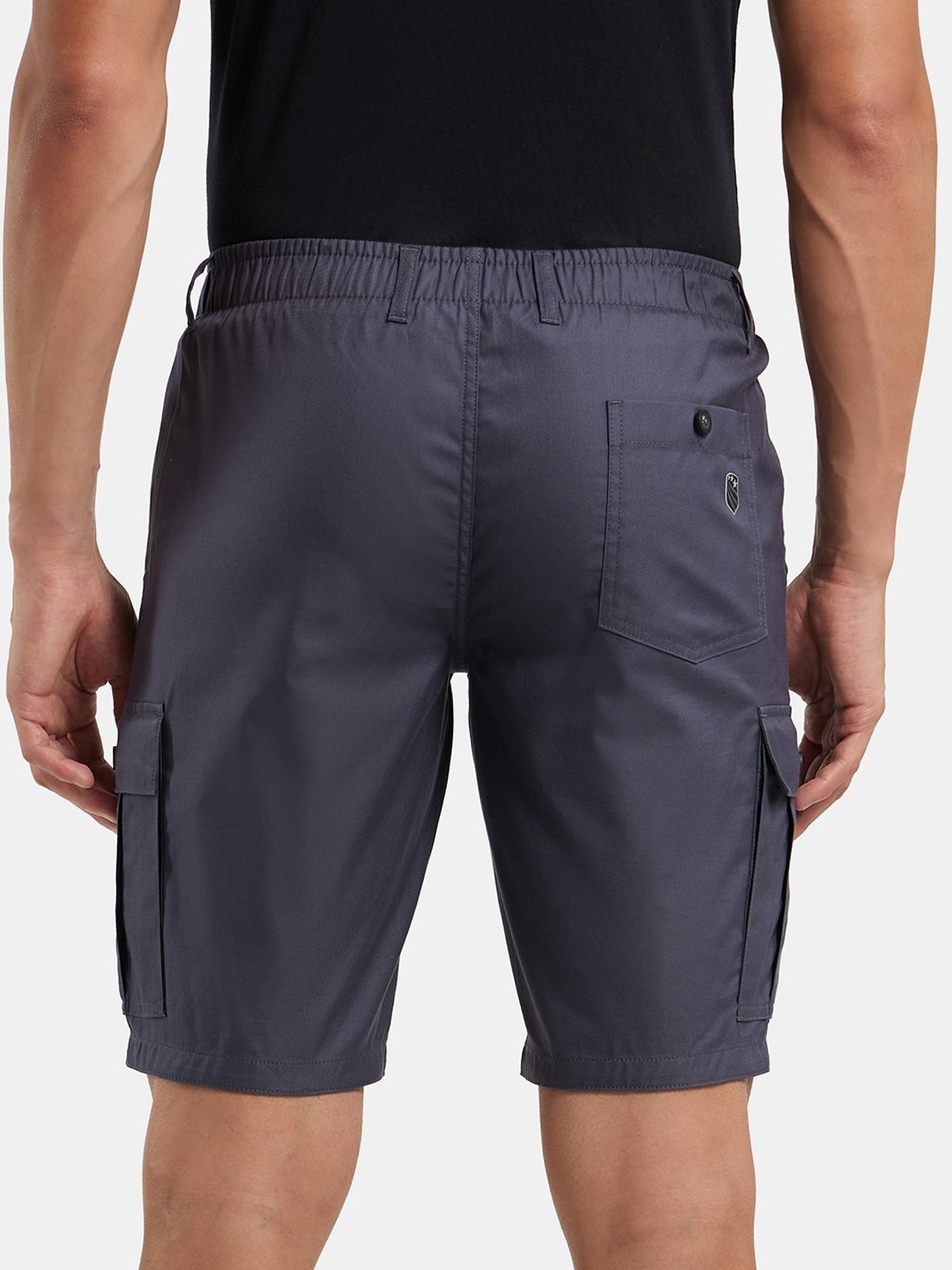 Jockey Grey Cotton Straight Fit Cargo Shorts