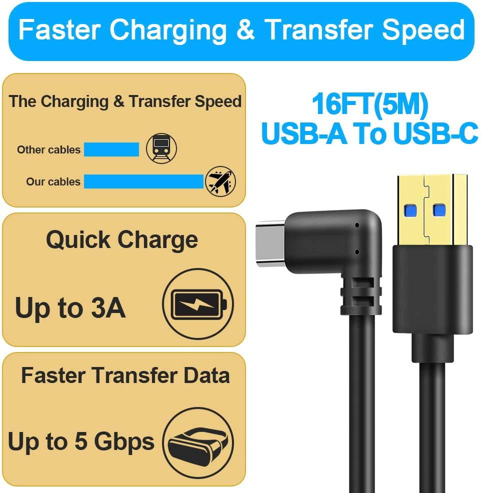 USB C Cable 10FT / 3M,  Oculus Quest Link Cable, High Speed Data Transfer & Fast Charging Cable Compatible for Quest 2 and Oculus Quest and Gaming PC