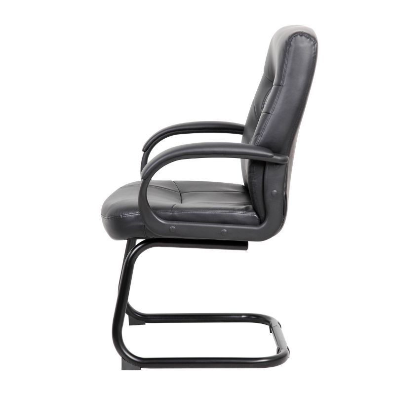 Executive Mid Back Leatherplus Guest Chair with Cantilever Sled Base Black - Boss Office Products