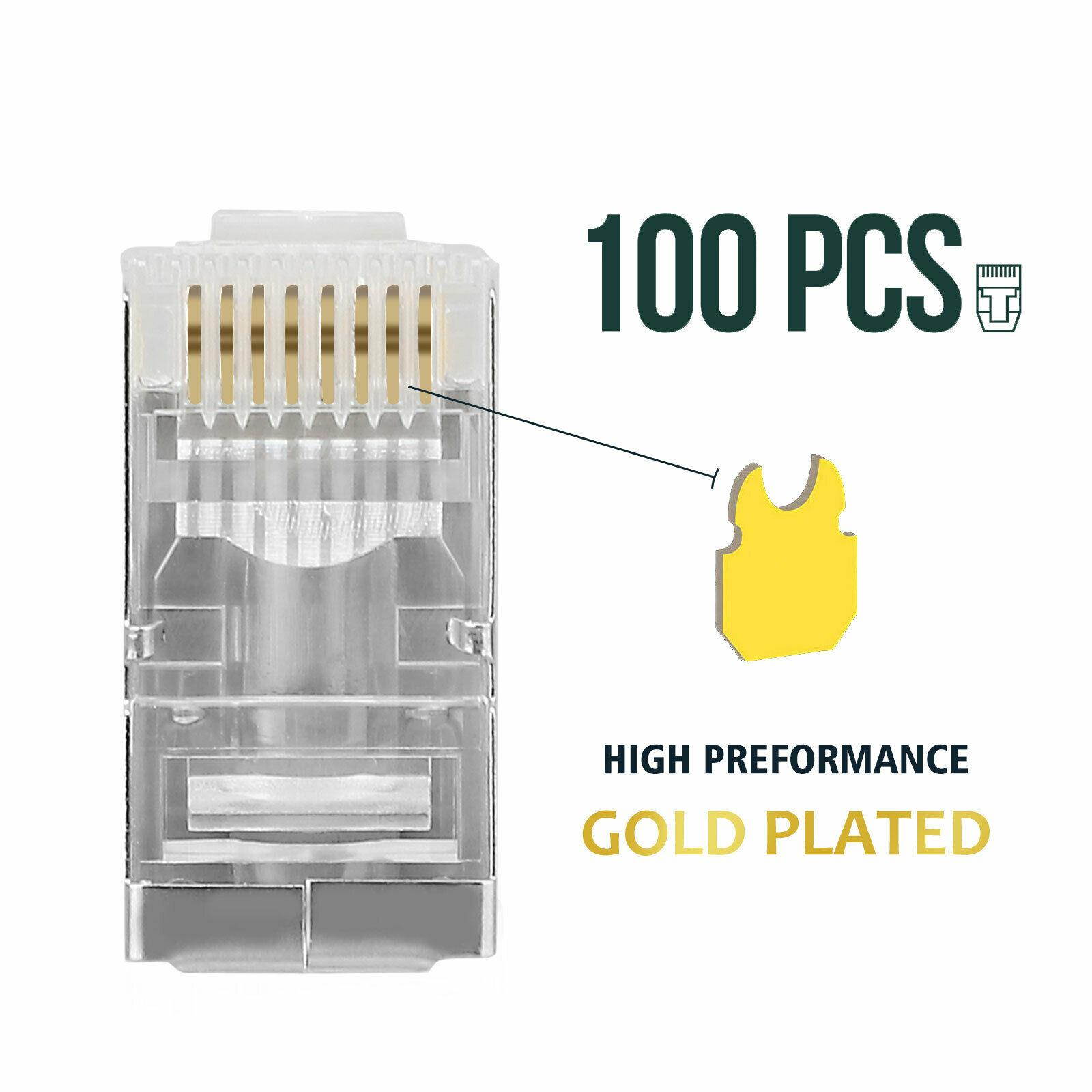 100PCS RJ45 Connector Shielded Cat6 Network Connector 8P8C for STP EthernetCable