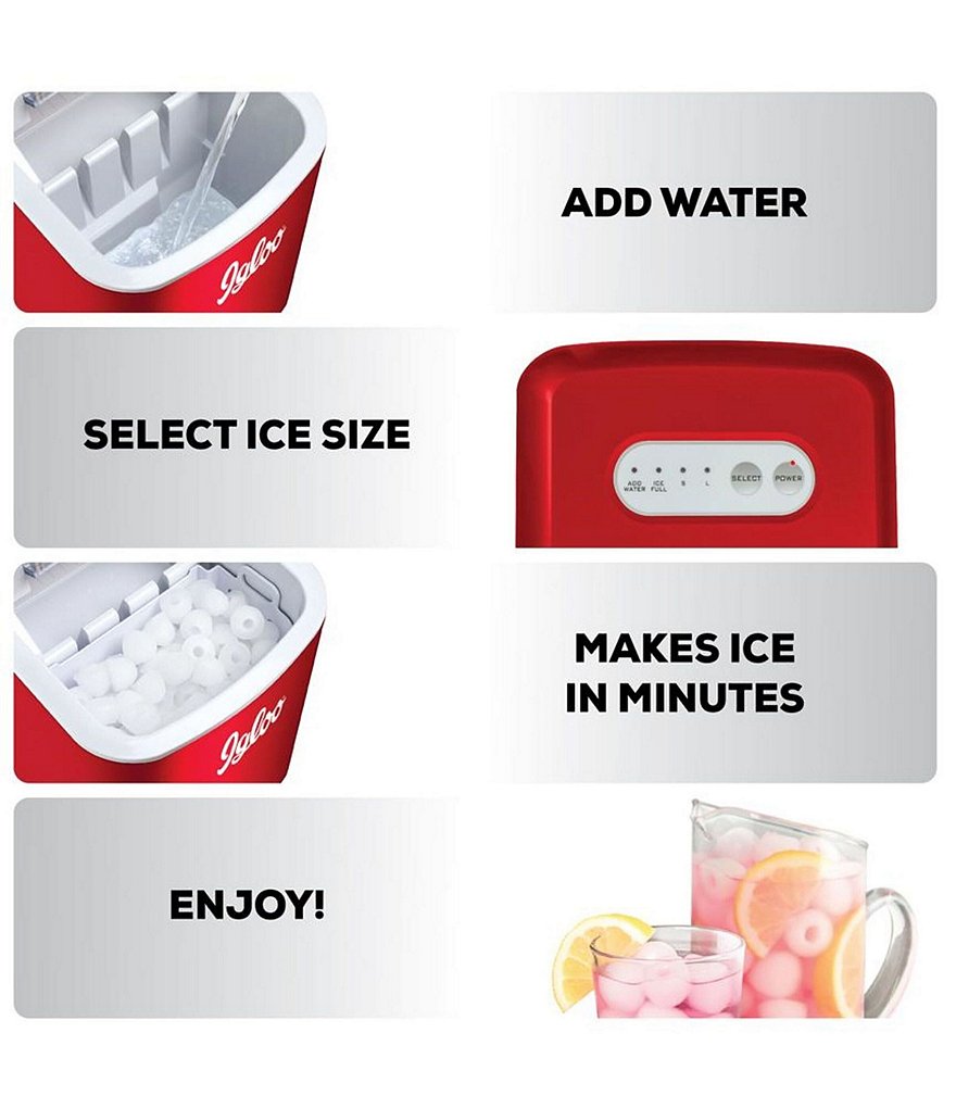 Igloo Red Retro 26-Pound Automatic Portable Countertop Ice Maker