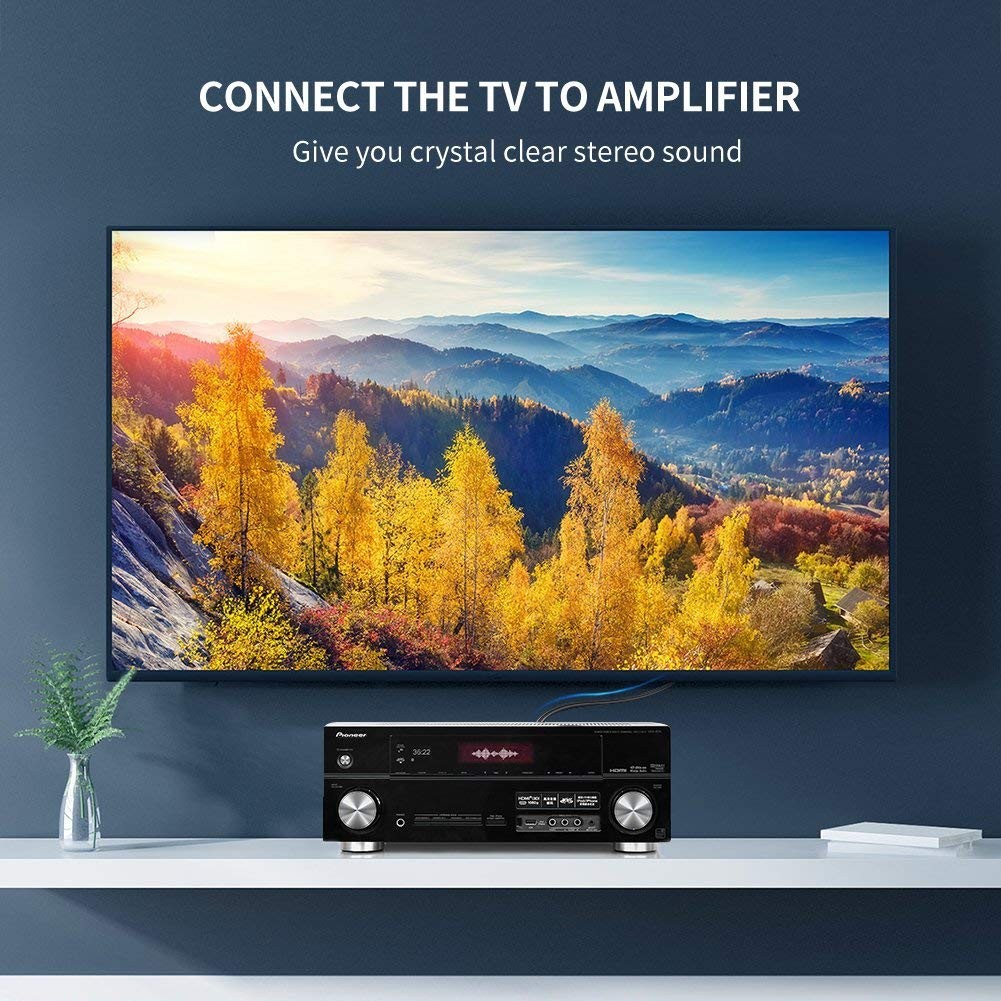 LUOM RCA Cable,Cable, 2RCA Male to 2RCA Stereo Audio Cable Gold-Plated for Speaker, AMP,Turntable,Receiver,Home Theater, Subwoofer,Double Shielded, 15Ft