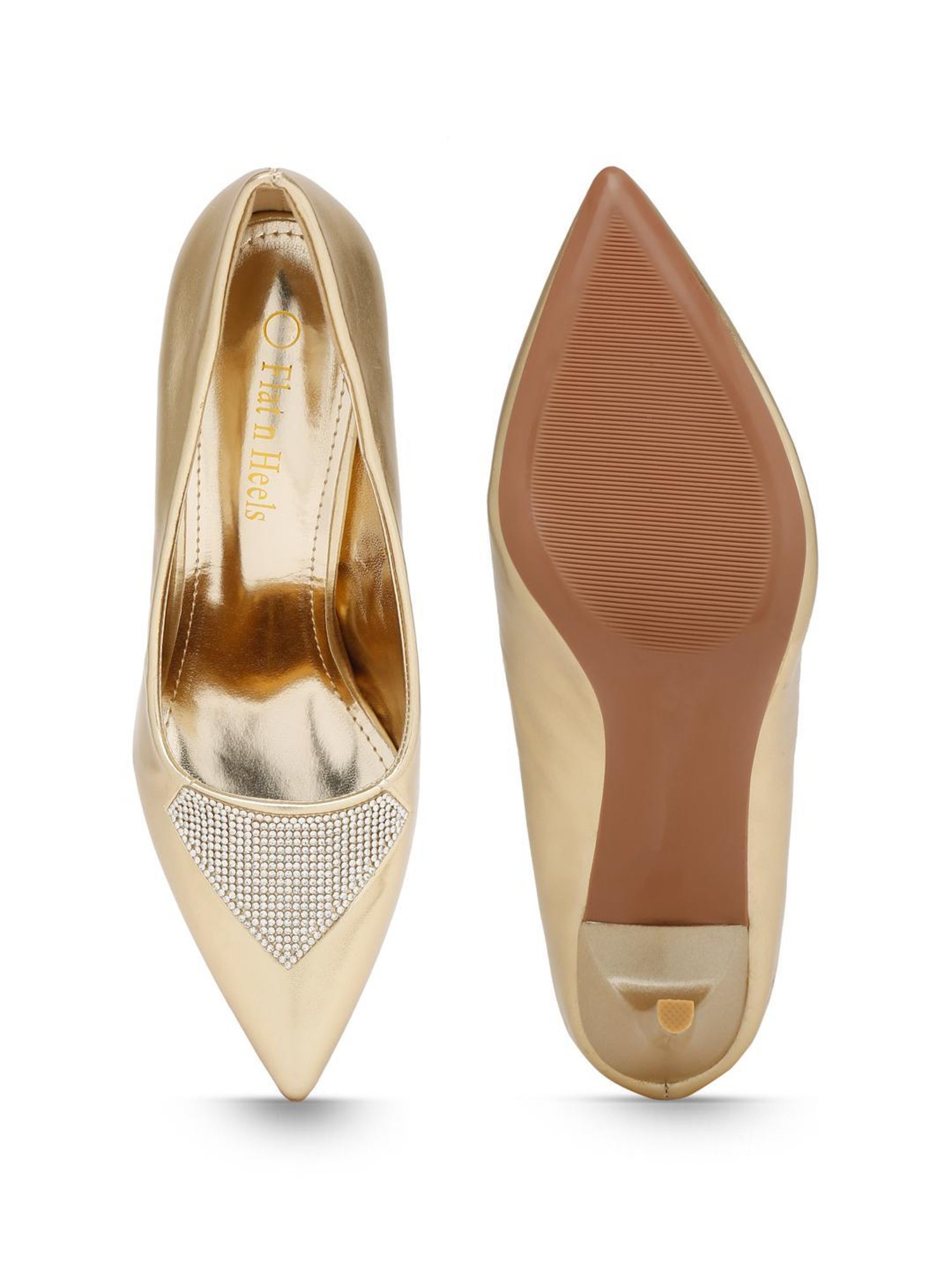 Flat N Heels Women's Gold Stiletto Pumps