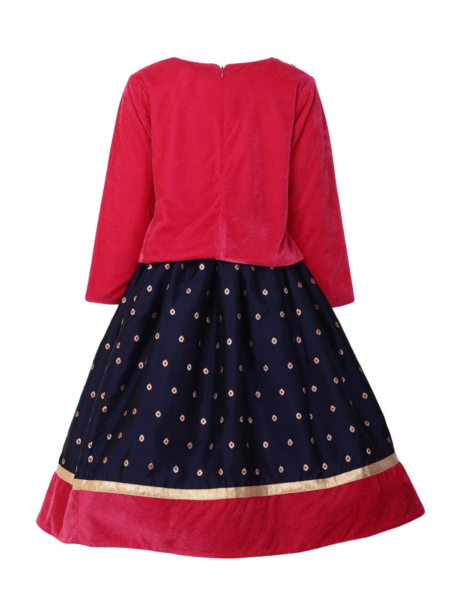 A Little Fable Kids Red & Navy Embellished Lehenga Choli & Dupatta