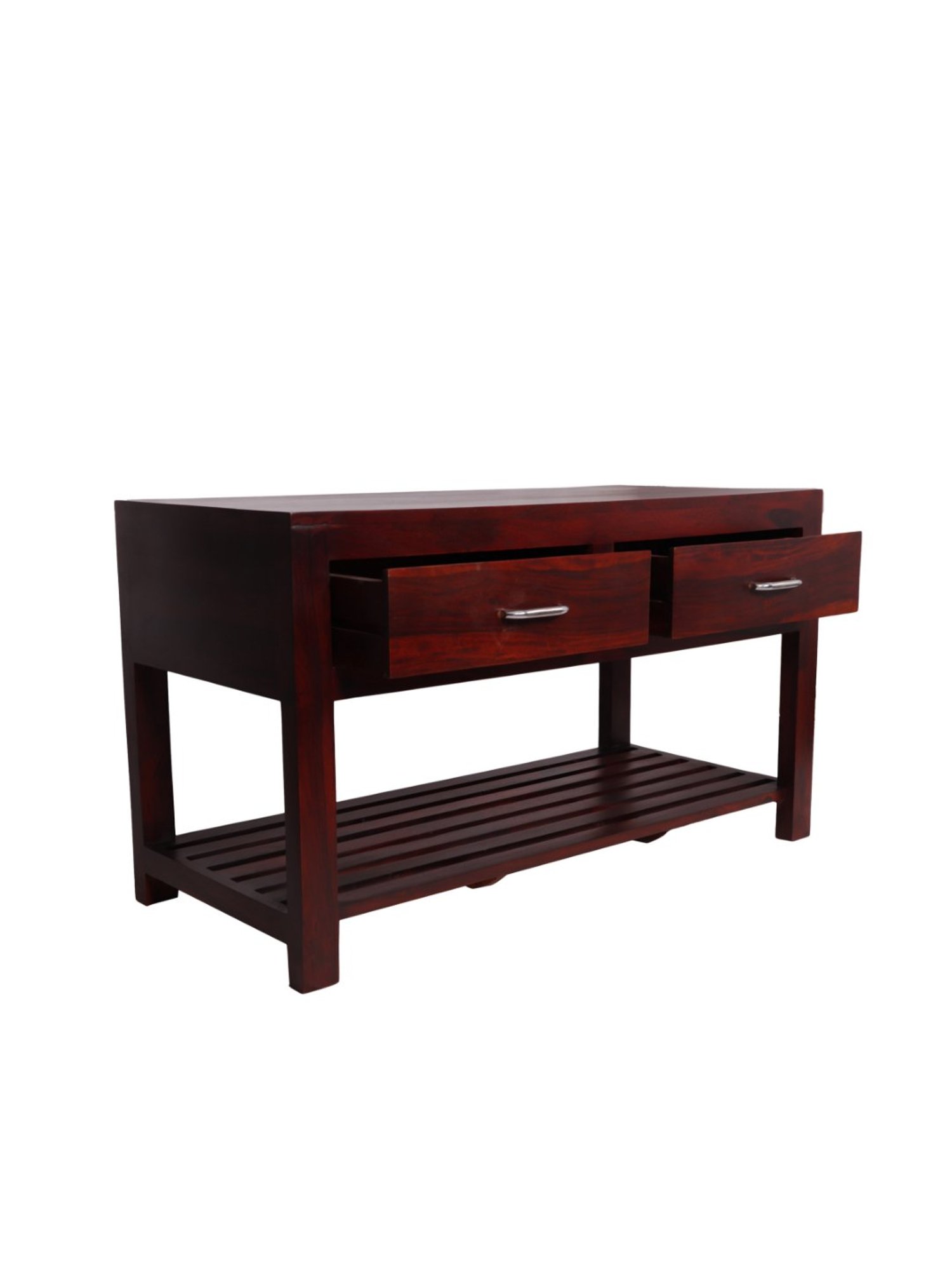 Ikiriya Elder Solid Dark Brown Wood Console Table Dark Walnut Finish