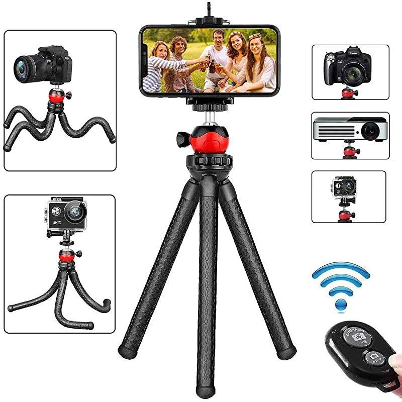 Tripod Flexible Tripod Cell Camera Tripod Stand with Wireless Remote Compatible for iAndroidDSLR CameraGoPro iTripod Stand for Live Streaming Selfie Video Recording
