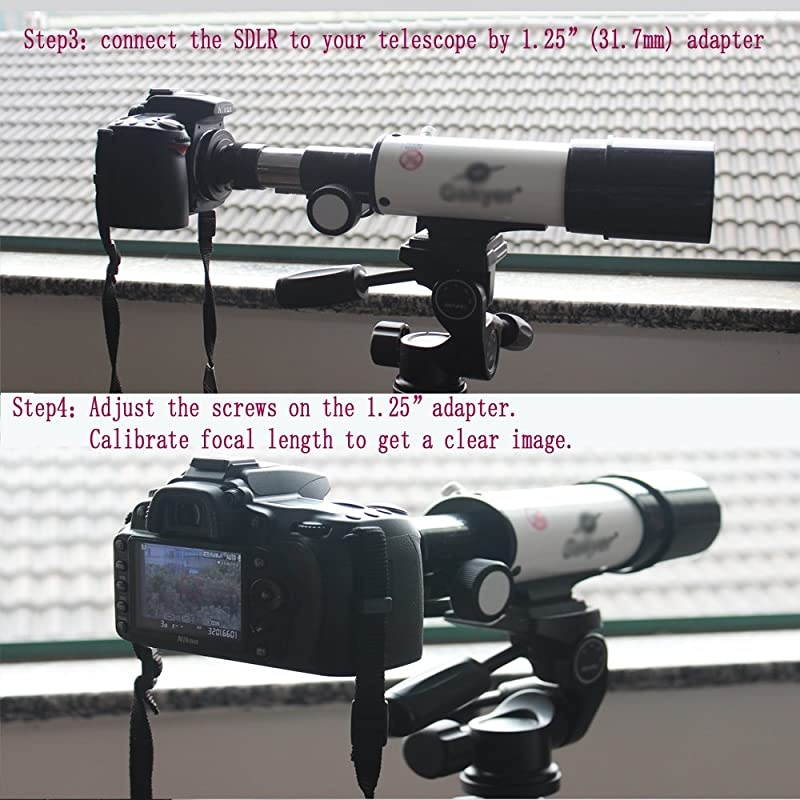 Metal 125 Telescope Camera TAdapter and Nikon T2 TRing Adapter for Nikon DSLR SLR Fits Nikon D90 D80 D70 D60 D50 D40x D40 D800 D700 and All Nikon SLR Cameras