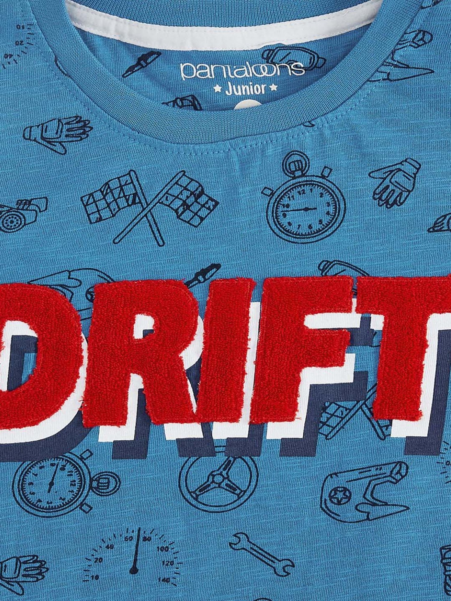Pantaloons Baby Kids Blue Cotton Embroidered T-Shirt