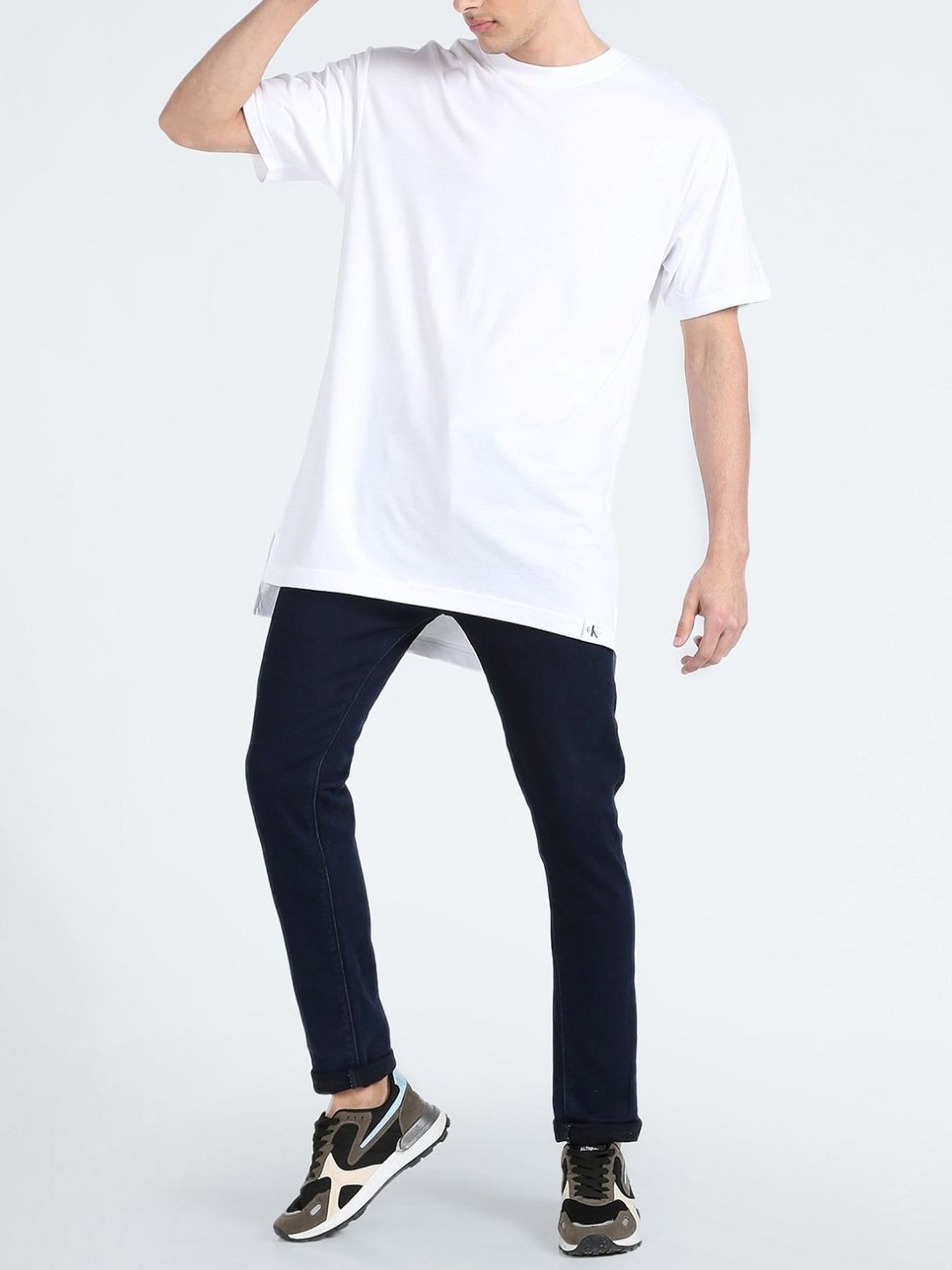 Calvin Klein Jeans White Comfort Fit Logo Printed T-Shirt