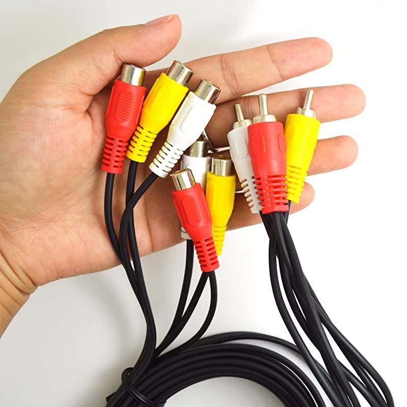 2pcs 3 RCA Male Jack to 6 RCA Female Plug Splitter Audio Video Av Adapter Cable (1FT)