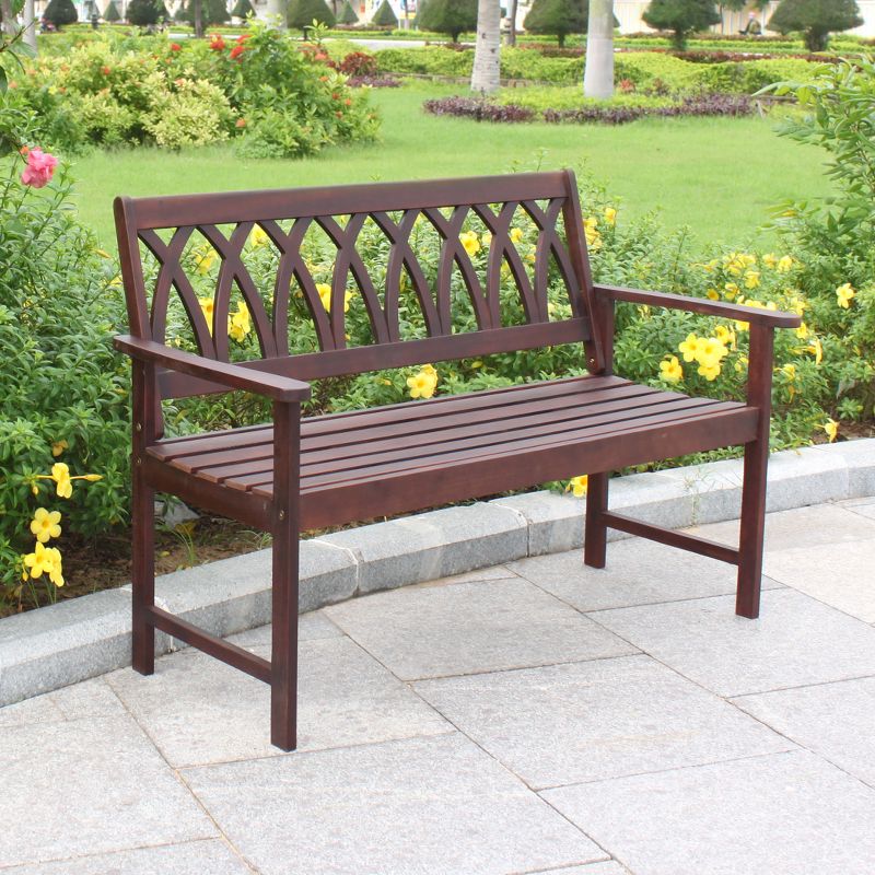 Criss Cross Acacia Wood Garden Bench - Natural Wood - Merry Products
