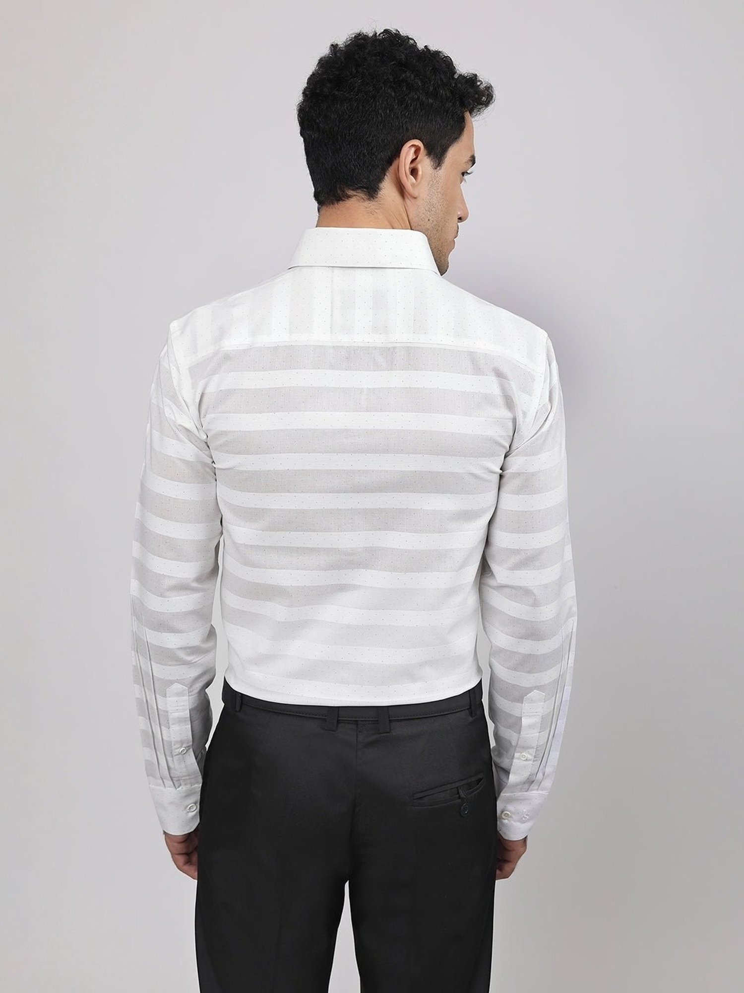 Louis Stitch White Cotton Regular Fit Striped Shirt