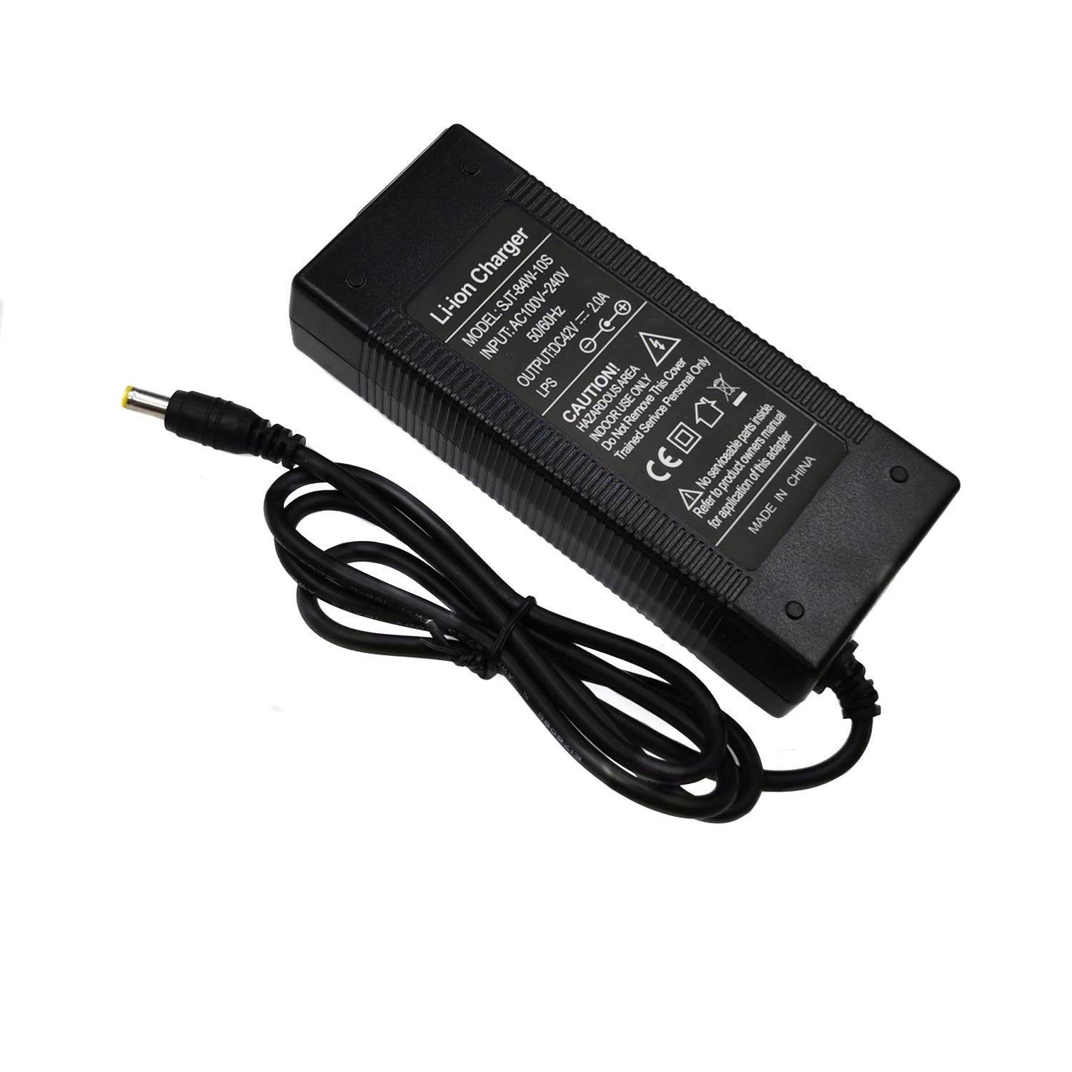 36V Adapter Output 42V 2A VAC Input 100-240 DC 5.5 x 2.1 Charger for 37V 10S Batteries Pack