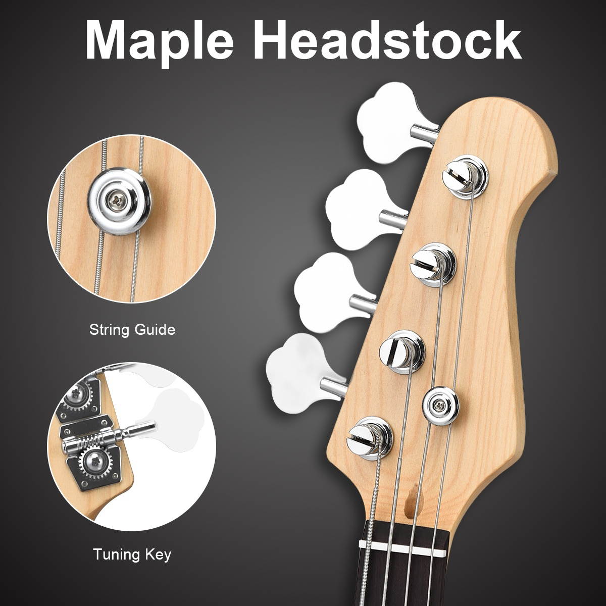 Sonart Full Size Electric Bass Guitar 4 String with Strap Bag Amp Cord Yellow