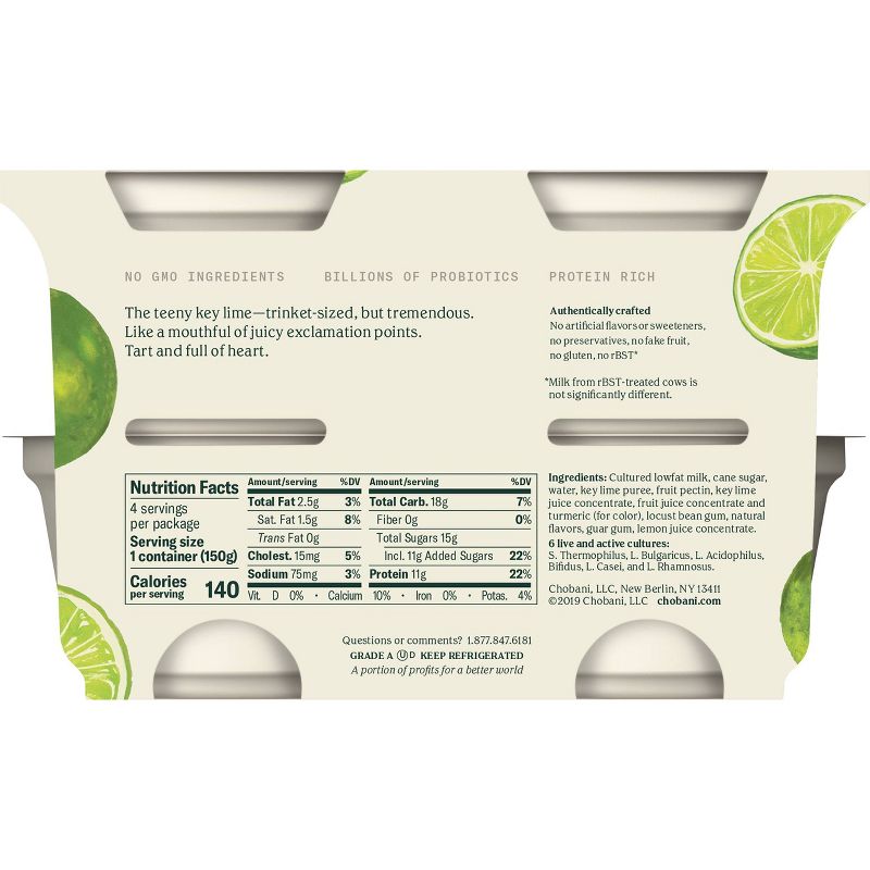 Chobani Key Lime Blended Non-Fat Greek Yogurt - 4pk/5.3oz