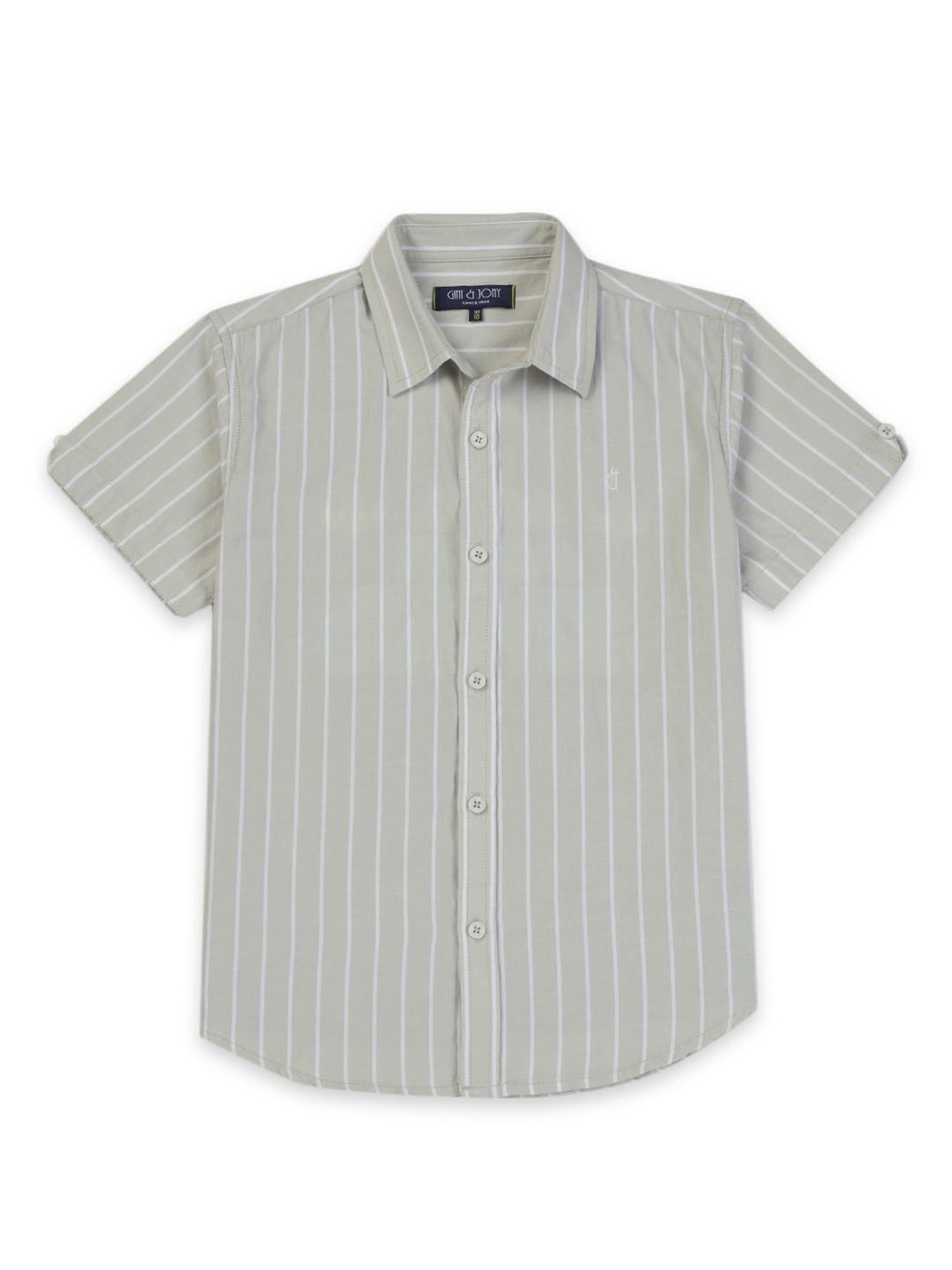 Gini & Jony Kids Sage Green & Navy Striped T-Shirt With Shirt