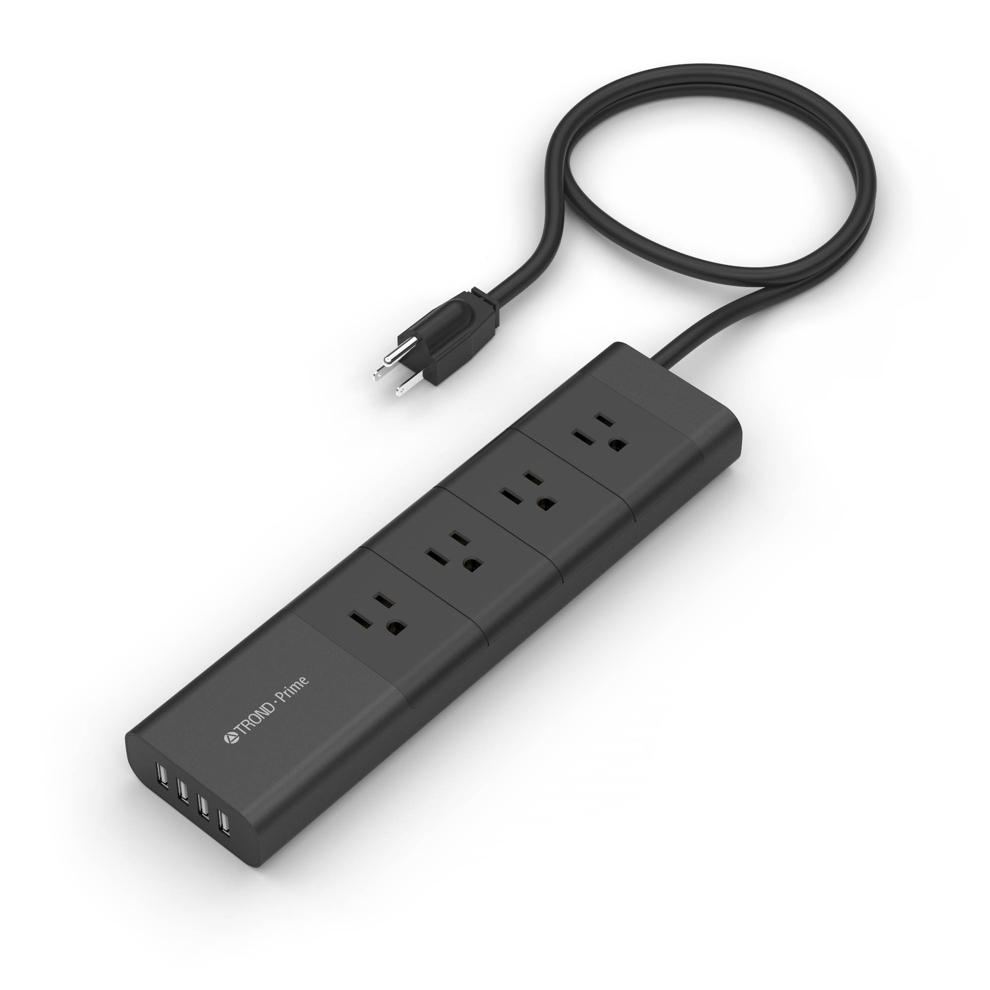 [Apple-Style] TROND&reg; Prime 4-Outlet Home / Office Power Strip with USB Smart Charger (4-Port, 30W/6A) and 5 Feet Power Cord, Made of Fire-Proof PC & Aluminum