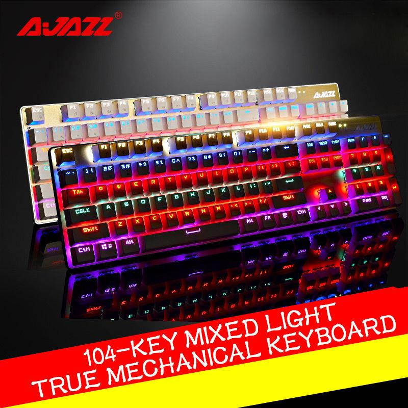 Ajazz Robocop Usb Gaming Mechanical Keyboard 104 Keys RGB LED Black Blue Switch
