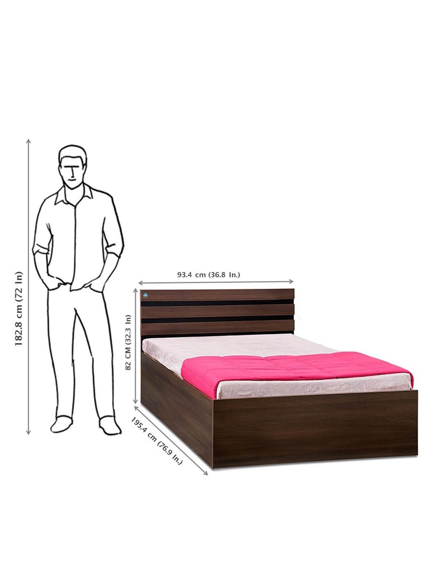 Delite Kom Cocoa Acacia Dark Engineered Wood Single Box Bed