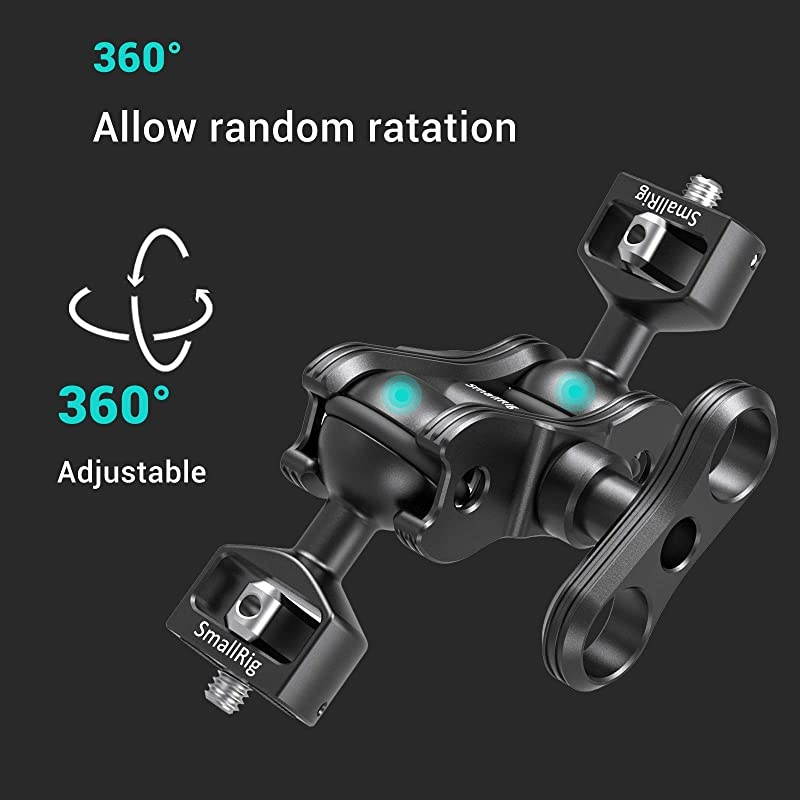 Articulating Magic Arm with Double Ballheads (1/4" Screw) Monitor Mount for Field Monitor, Lights, Audio Recorders - 2070