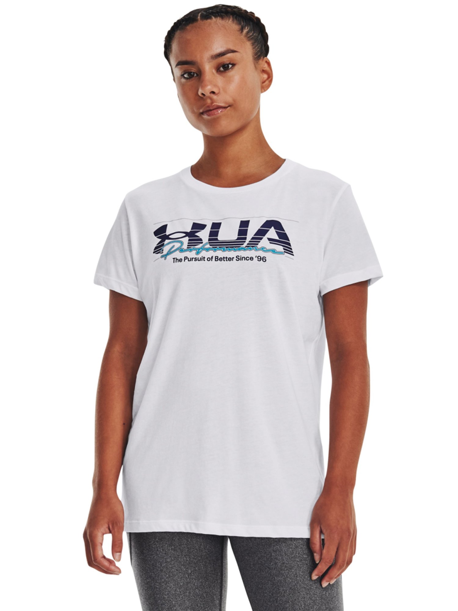 UNDER ARMOUR White Cotton Printed Sports T-Shirt