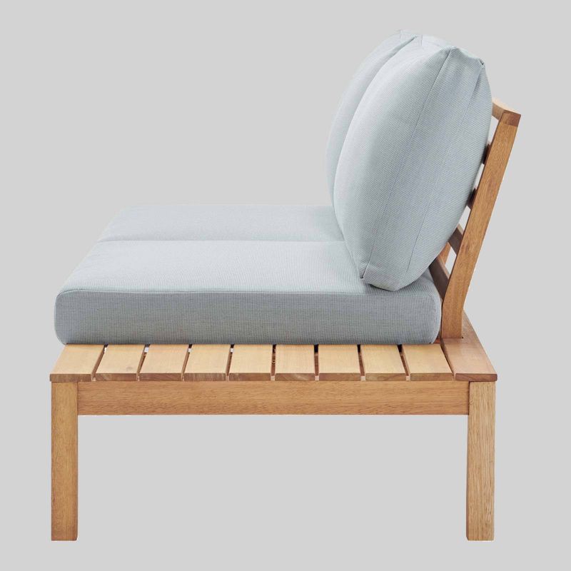 Freeport Karri Wood Outdoor Patio Loveseat with Left-Facing Side End Table - Blue - Modway