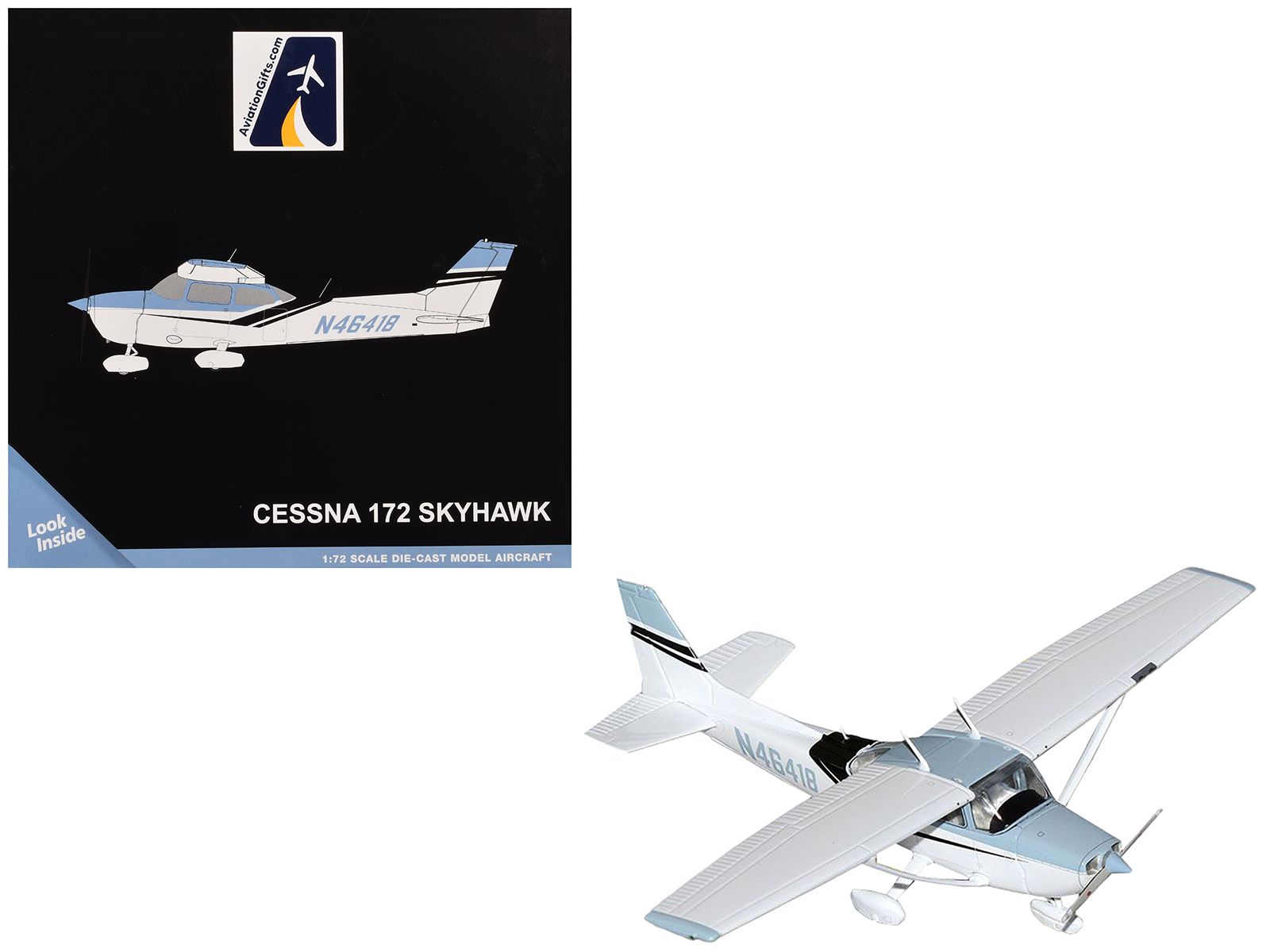 Cessna 172 Skyhawk Aircraft "N46418" Light Blue and White "Gemini General Aviation" Series 1/72 Diecast Model Airplane by GeminiJets