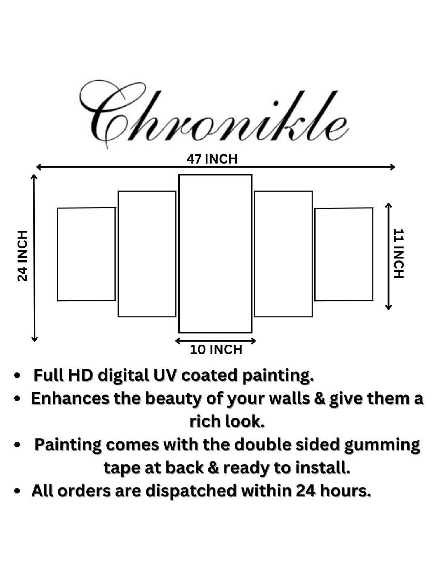 CHRONIKLE Multicolor Wood Lord Ganesha 3D Wall Painting - Set of 5