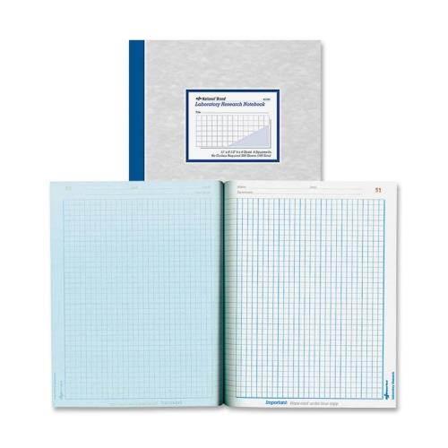 Rediform 43644 National Laboratory Research Notebook - 200 Sheets - Printed - Sewn - Both Side Ruling Surface - Letter 8.50" x 11" - Blue Paper - Gray Cover - Pressboard Cover - 1Each
