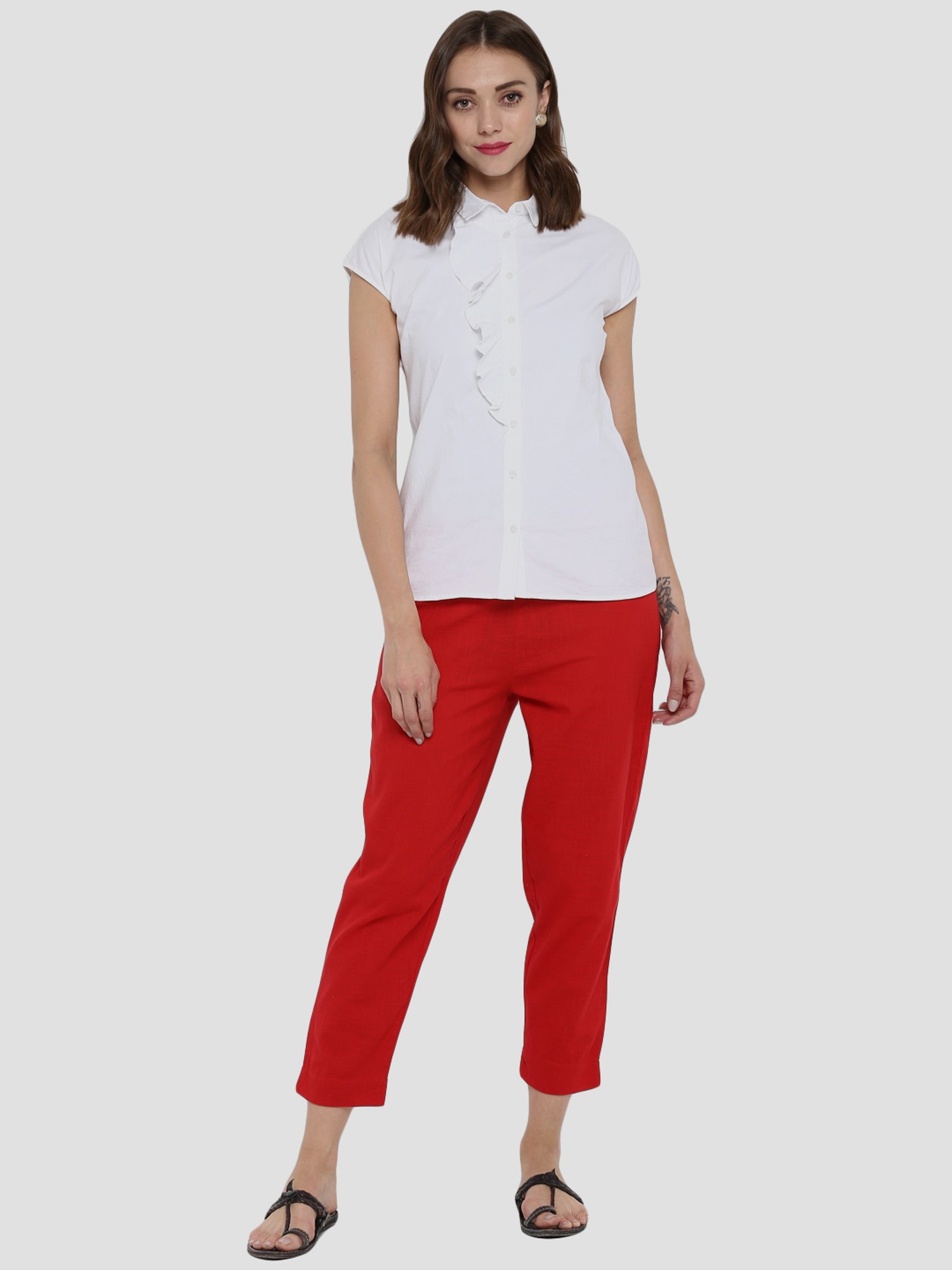 Sringam Maroon Cotton Pants