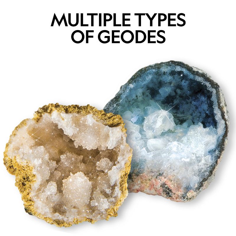 NATIONAL GEOGRAPHIC Break Open 15 Premium Geodes, Includes Goggles, Detailed Learning Guide, 3 Display Stands, STEM Science Toy & Educational Gift