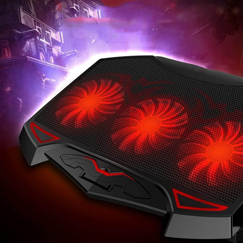 RGB Laptop Cooling Pad with 6 Quiet LED Fans 5 Heights Adjustable and Phone Stand, Dual USB Ports Gaming Laptop Cooler for 11"-18" Gaming Laptops (Blue)