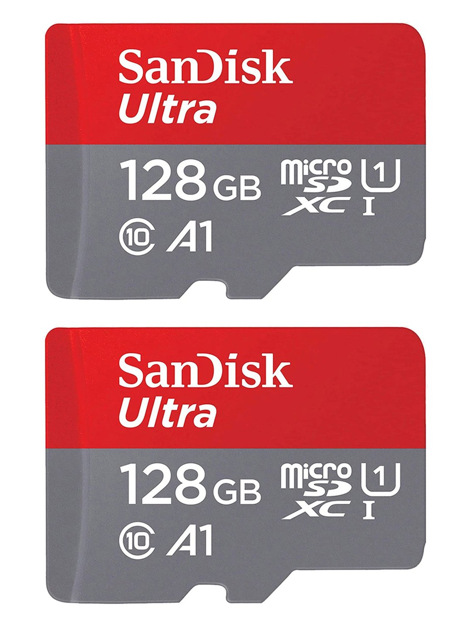 SanDisk Ultra SDSQUA4-128G-GN6MN 128GB MicroSD UHS-I Card - Pack of 2 (Red/Grey)
